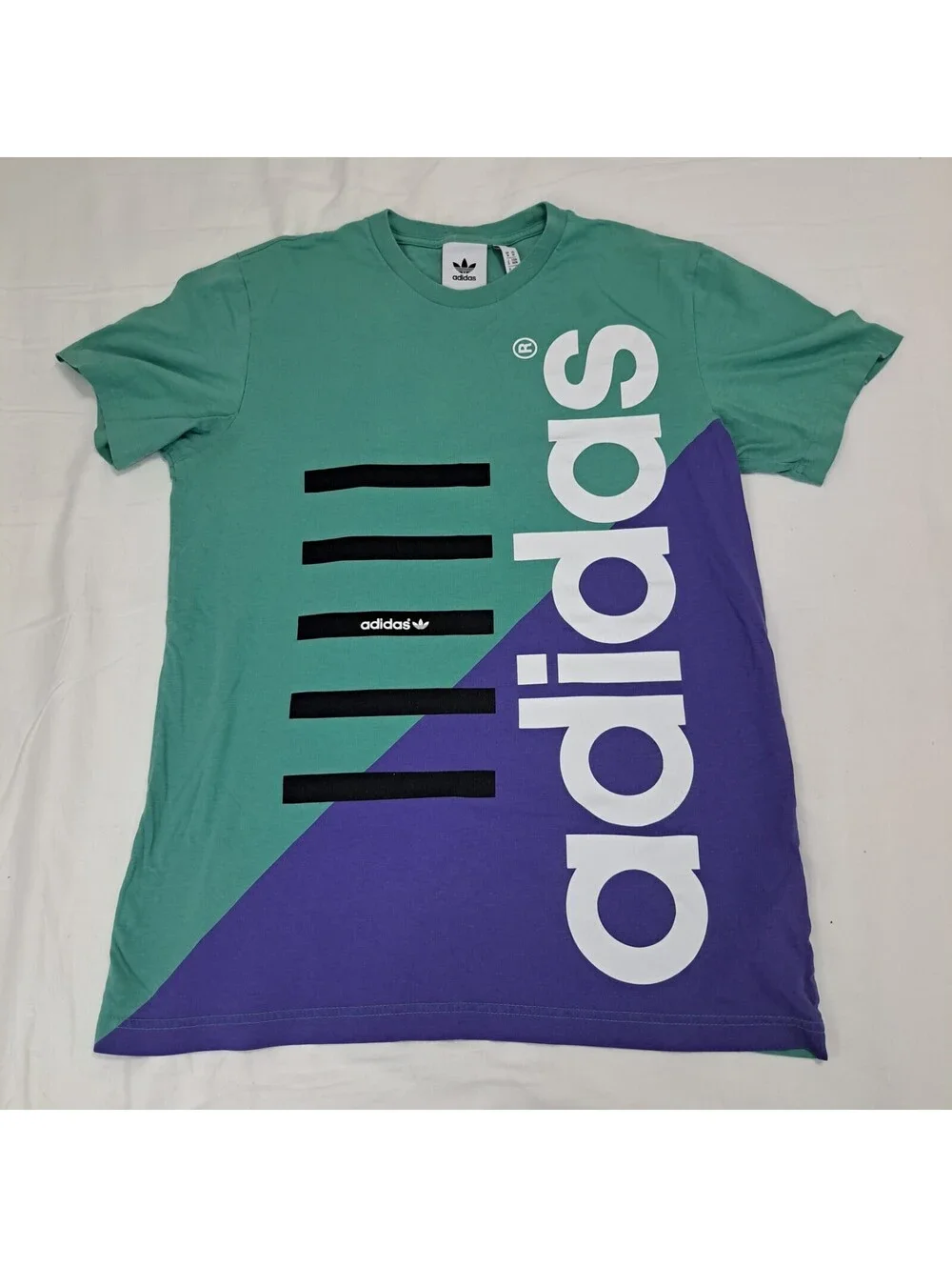 Adidas Originals Retro Geometric T Shirt Mens Sz M Teal Purple Blokecore Sporty